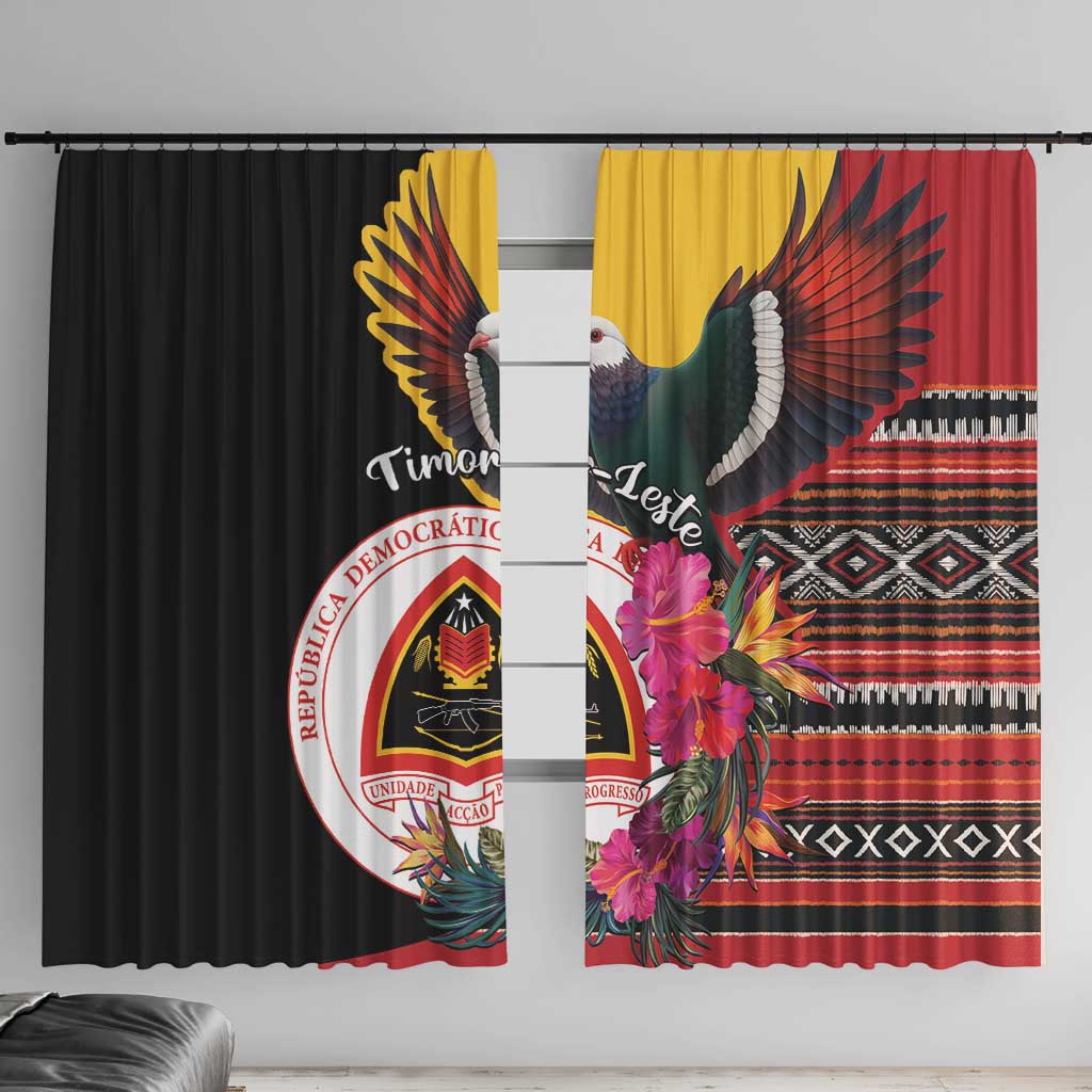 Timor-Leste Window Curtain Timor Imperial Pigeon Hibiscus - Wonder Print Shop