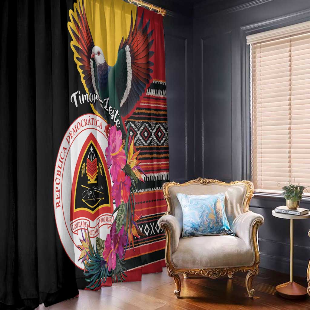 Timor-Leste Window Curtain Timor Imperial Pigeon Hibiscus - Wonder Print Shop