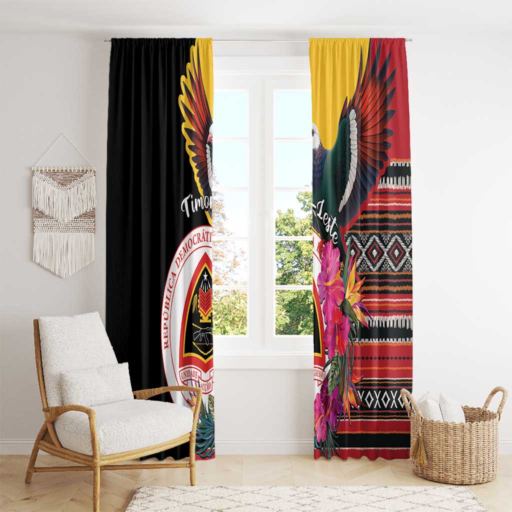 Timor-Leste Window Curtain Timor Imperial Pigeon Hibiscus - Wonder Print Shop
