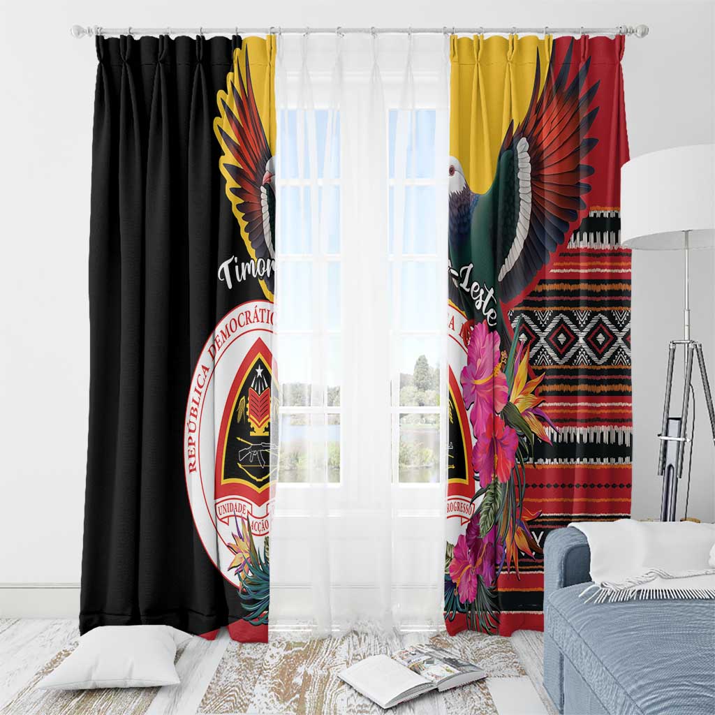Timor-Leste Window Curtain Timor Imperial Pigeon Hibiscus - Wonder Print Shop