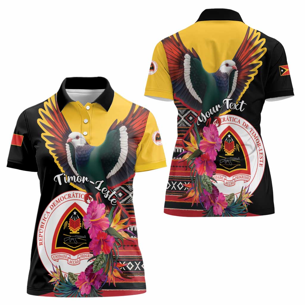 Personalized Timor-Leste Women Polo Shirt Timor Imperial Pigeon Hibiscus - Wonder Print Shop
