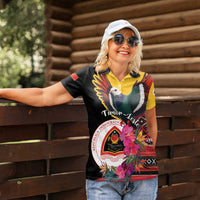 Personalized Timor-Leste Women Polo Shirt Timor Imperial Pigeon Hibiscus - Wonder Print Shop
