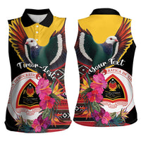 Personalized Timor-Leste Women Sleeveless Polo Shirt Timor Imperial Pigeon Hibiscus - Wonder Print Shop