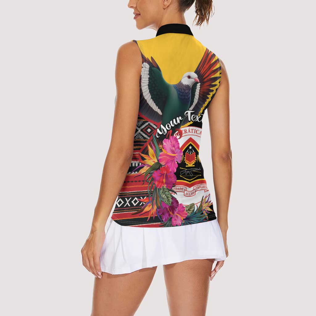 Personalized Timor-Leste Women Sleeveless Polo Shirt Timor Imperial Pigeon Hibiscus - Wonder Print Shop