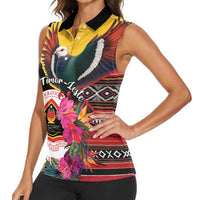 Personalized Timor-Leste Women Sleeveless Polo Shirt Timor Imperial Pigeon Hibiscus - Wonder Print Shop