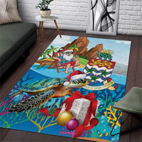 Cayman Islands Christmas Area Rug Santa Claus Turtle Beachy Xmas - Wonder Print Shop