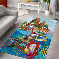 Cayman Islands Christmas Area Rug Santa Claus Turtle Beachy Xmas - Wonder Print Shop