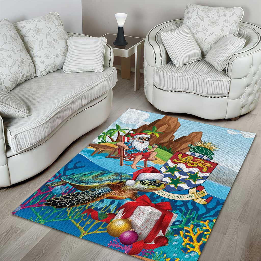 Cayman Islands Christmas Area Rug Santa Claus Turtle Beachy Xmas - Wonder Print Shop