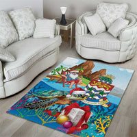 Cayman Islands Christmas Area Rug Santa Claus Turtle Beachy Xmas - Wonder Print Shop