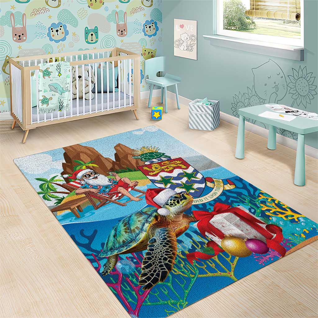 Cayman Islands Christmas Area Rug Santa Claus Turtle Beachy Xmas - Wonder Print Shop