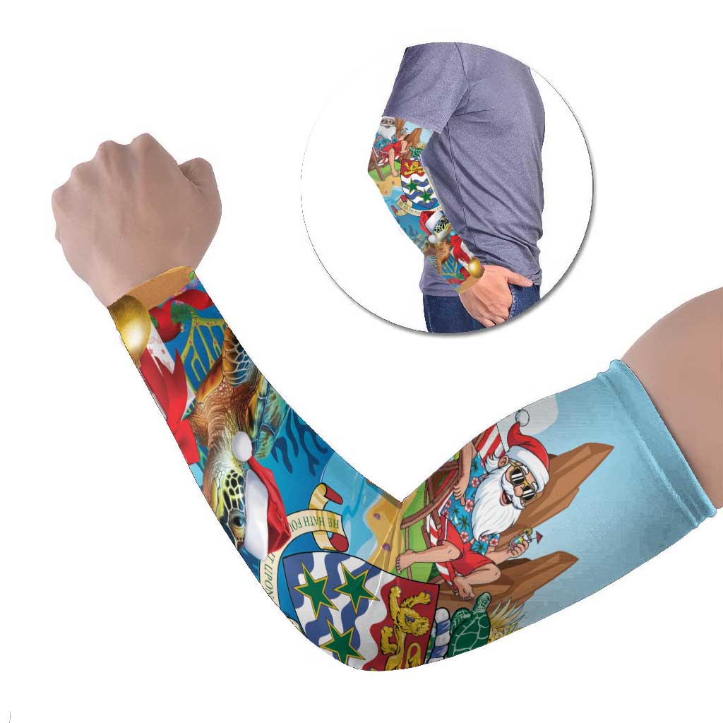 Cayman Islands Christmas Arm Sleeves Santa Claus Turtle Beachy Xmas - Wonder Print Shop