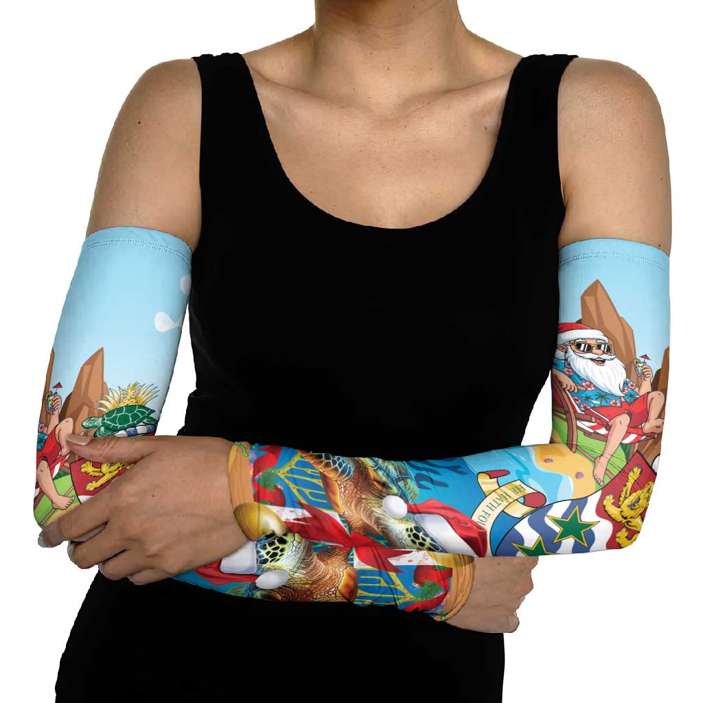 Cayman Islands Christmas Arm Sleeves Santa Claus Turtle Beachy Xmas - Wonder Print Shop