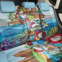 Cayman Islands Christmas Back Car Seat Cover Santa Claus Turtle Beachy Xmas - Wonder Print Shop