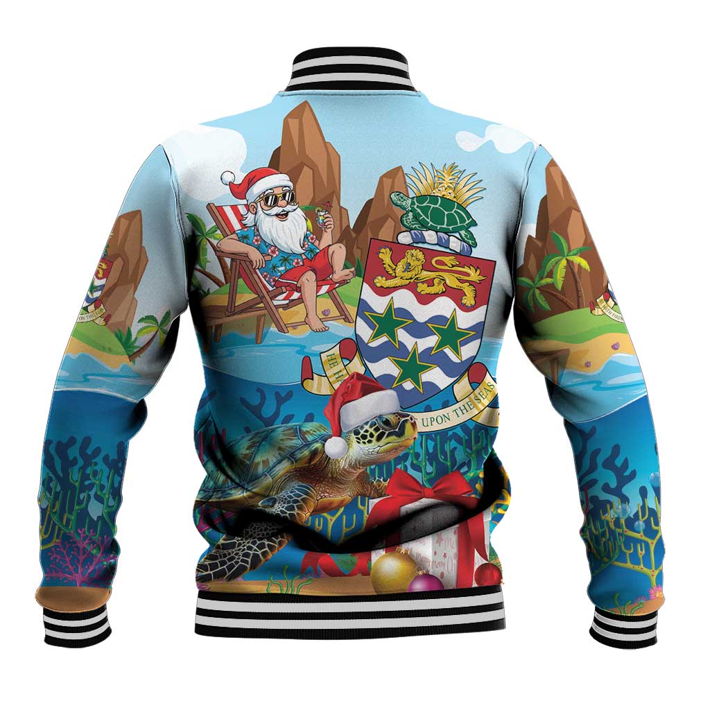 Cayman Islands Christmas Baseball Jacket Santa Claus Turtle Beachy Xmas - Wonder Print Shop