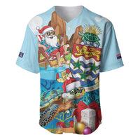 Cayman Islands Christmas Baseball Jersey Santa Claus Turtle Beachy Xmas - Wonder Print Shop