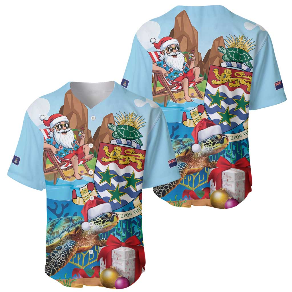 Cayman Islands Christmas Baseball Jersey Santa Claus Turtle Beachy Xmas - Wonder Print Shop