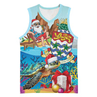Cayman Islands Christmas Basketball Jersey Santa Claus Turtle Beachy Xmas - Wonder Print Shop