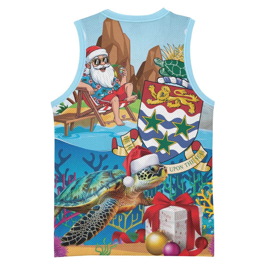 Cayman Islands Christmas Basketball Jersey Santa Claus Turtle Beachy Xmas - Wonder Print Shop