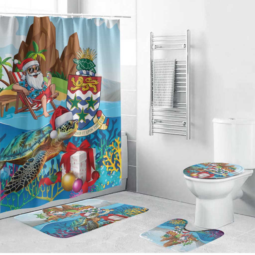 Cayman Islands Christmas Bathroom Set Santa Claus Turtle Beachy Xmas - Wonder Print Shop