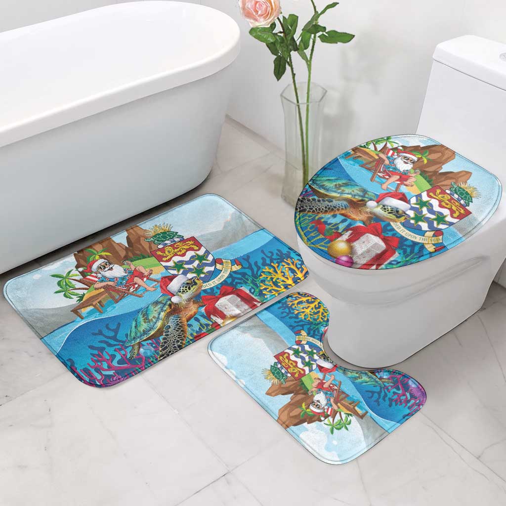 Cayman Islands Christmas Bathroom Set Santa Claus Turtle Beachy Xmas - Wonder Print Shop