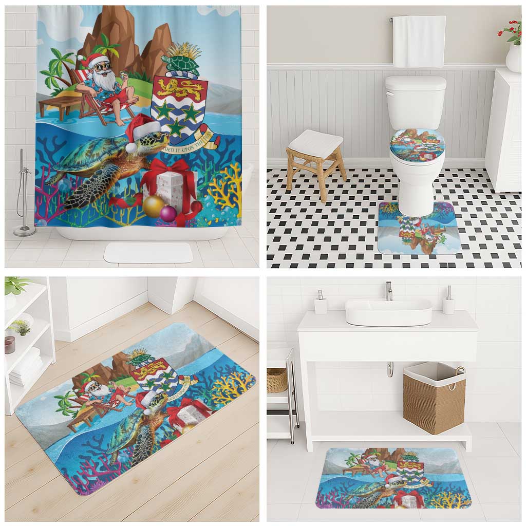Cayman Islands Christmas Bathroom Set Santa Claus Turtle Beachy Xmas - Wonder Print Shop
