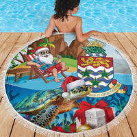 Cayman Islands Christmas Beach Blanket Santa Claus Turtle Beachy Xmas - Wonder Print Shop