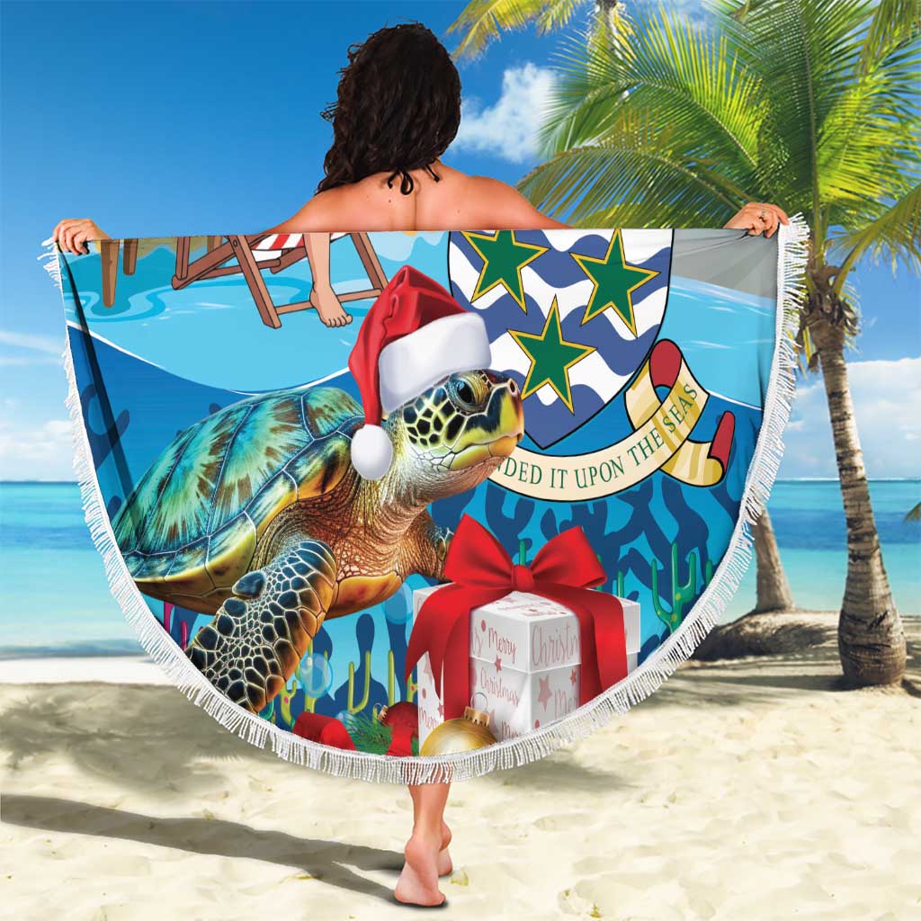 Cayman Islands Christmas Beach Blanket Santa Claus Turtle Beachy Xmas - Wonder Print Shop