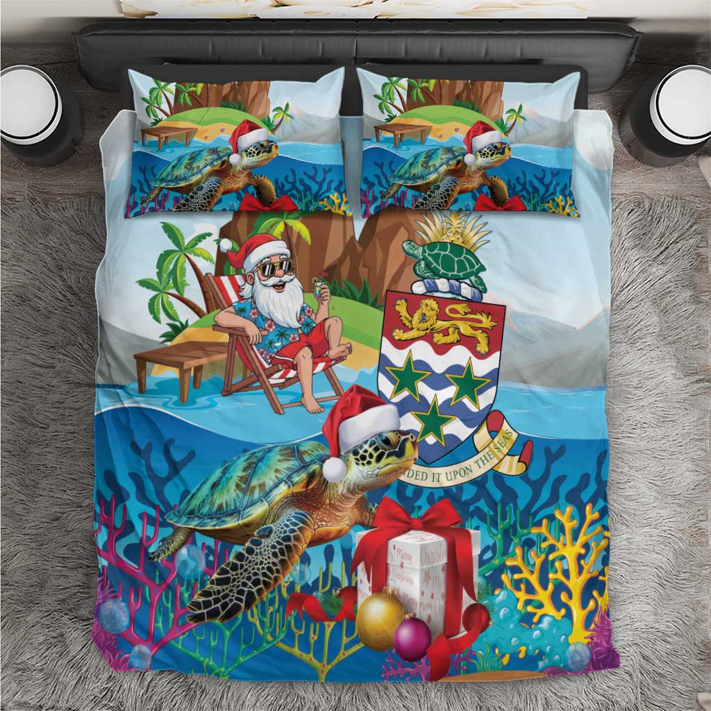 Cayman Islands Christmas Bedding Set Santa Claus Turtle Beachy Xmas - Wonder Print Shop