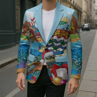 Cayman Islands Christmas Blazer Santa Claus Turtle Beachy Xmas - Wonder Print Shop