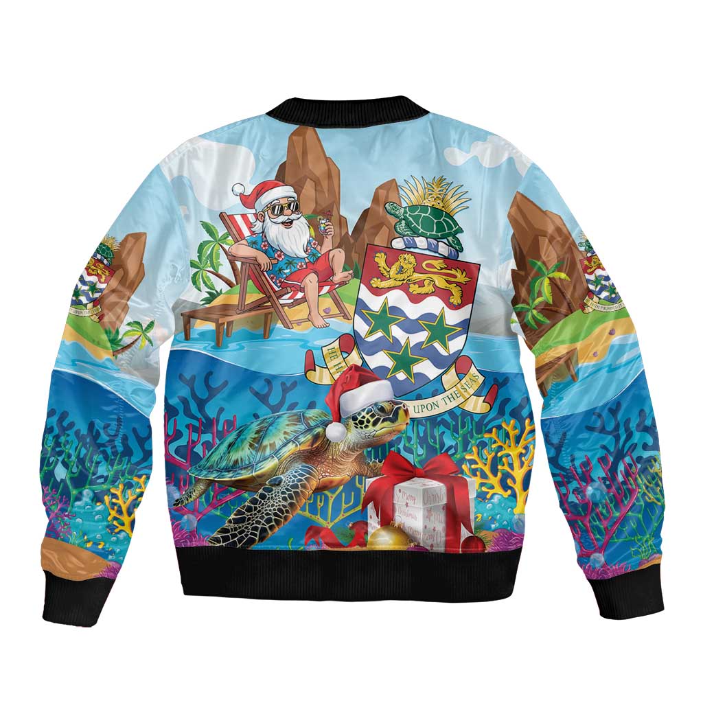 Cayman Islands Christmas Bomber Jacket Santa Claus Turtle Beachy Xmas - Wonder Print Shop