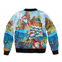 Cayman Islands Christmas Bomber Jacket Santa Claus Turtle Beachy Xmas - Wonder Print Shop