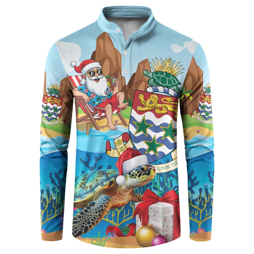 Cayman Islands Christmas Button Sweatshirt Santa Claus Turtle Beachy Xmas - Wonder Print Shop