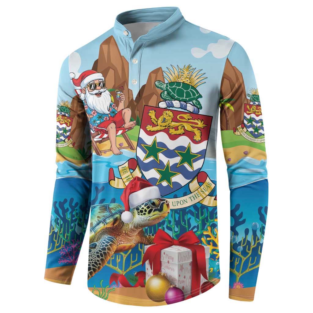 Cayman Islands Christmas Button Sweatshirt Santa Claus Turtle Beachy Xmas - Wonder Print Shop