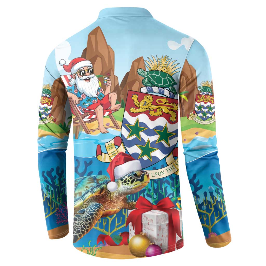 Cayman Islands Christmas Button Sweatshirt Santa Claus Turtle Beachy Xmas - Wonder Print Shop