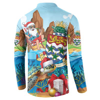 Cayman Islands Christmas Button Sweatshirt Santa Claus Turtle Beachy Xmas - Wonder Print Shop