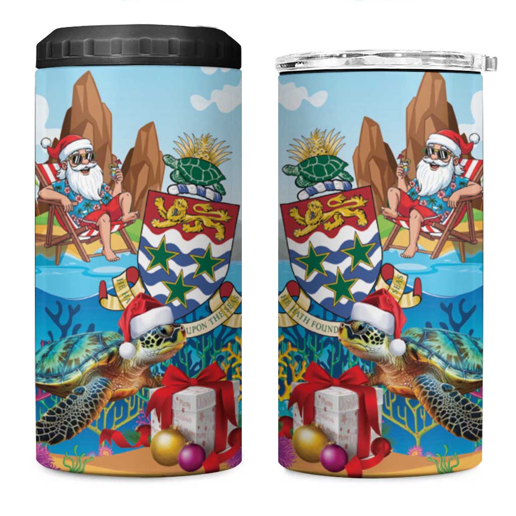 Cayman Islands Christmas 4 in 1 Can Cooler Tumbler Santa Claus Turtle Beachy Xmas - Wonder Print Shop