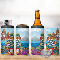 Cayman Islands Christmas 4 in 1 Can Cooler Tumbler Santa Claus Turtle Beachy Xmas - Wonder Print Shop
