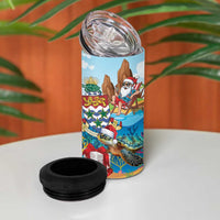 Cayman Islands Christmas 4 in 1 Can Cooler Tumbler Santa Claus Turtle Beachy Xmas - Wonder Print Shop