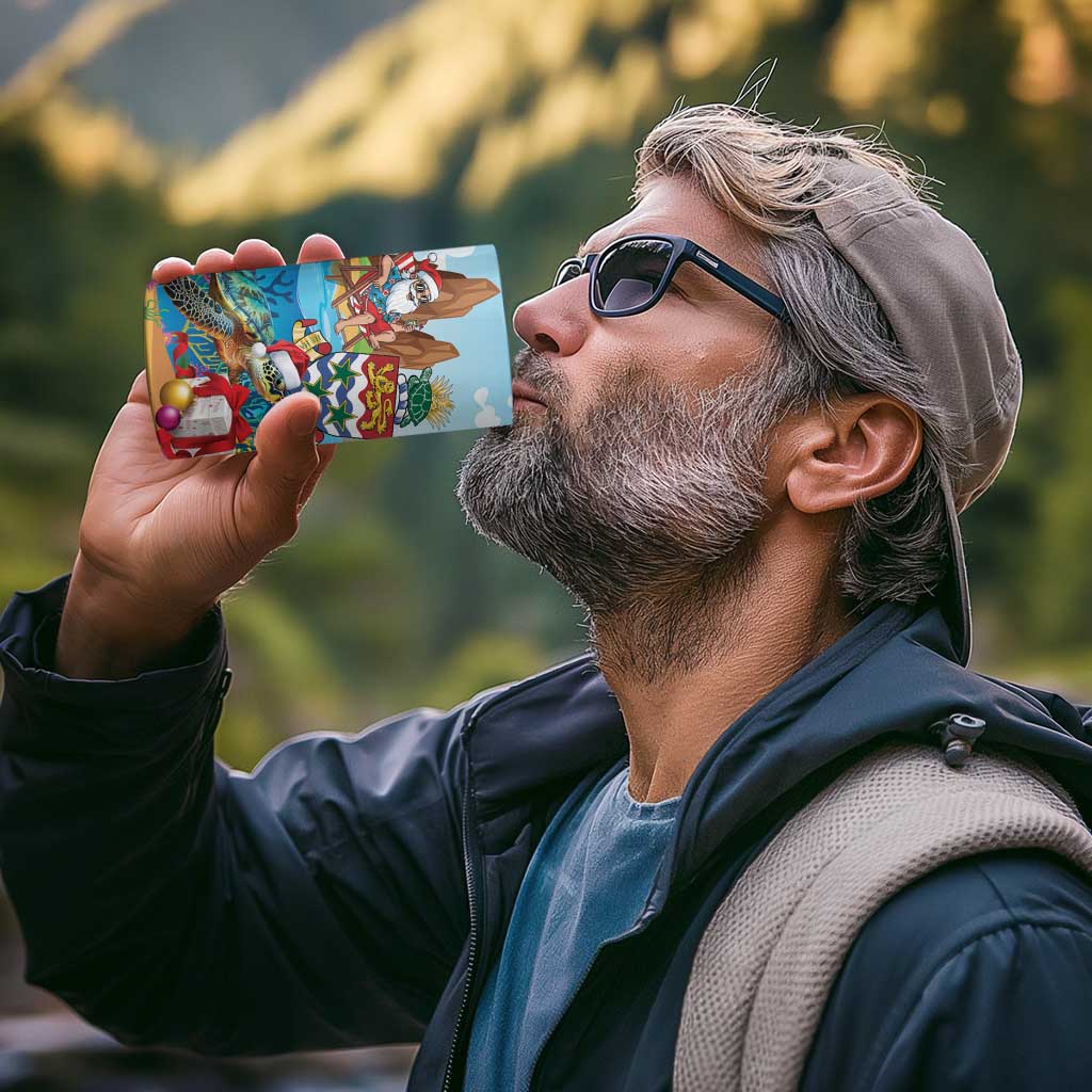 Cayman Islands Christmas 4 in 1 Can Cooler Tumbler Santa Claus Turtle Beachy Xmas - Wonder Print Shop