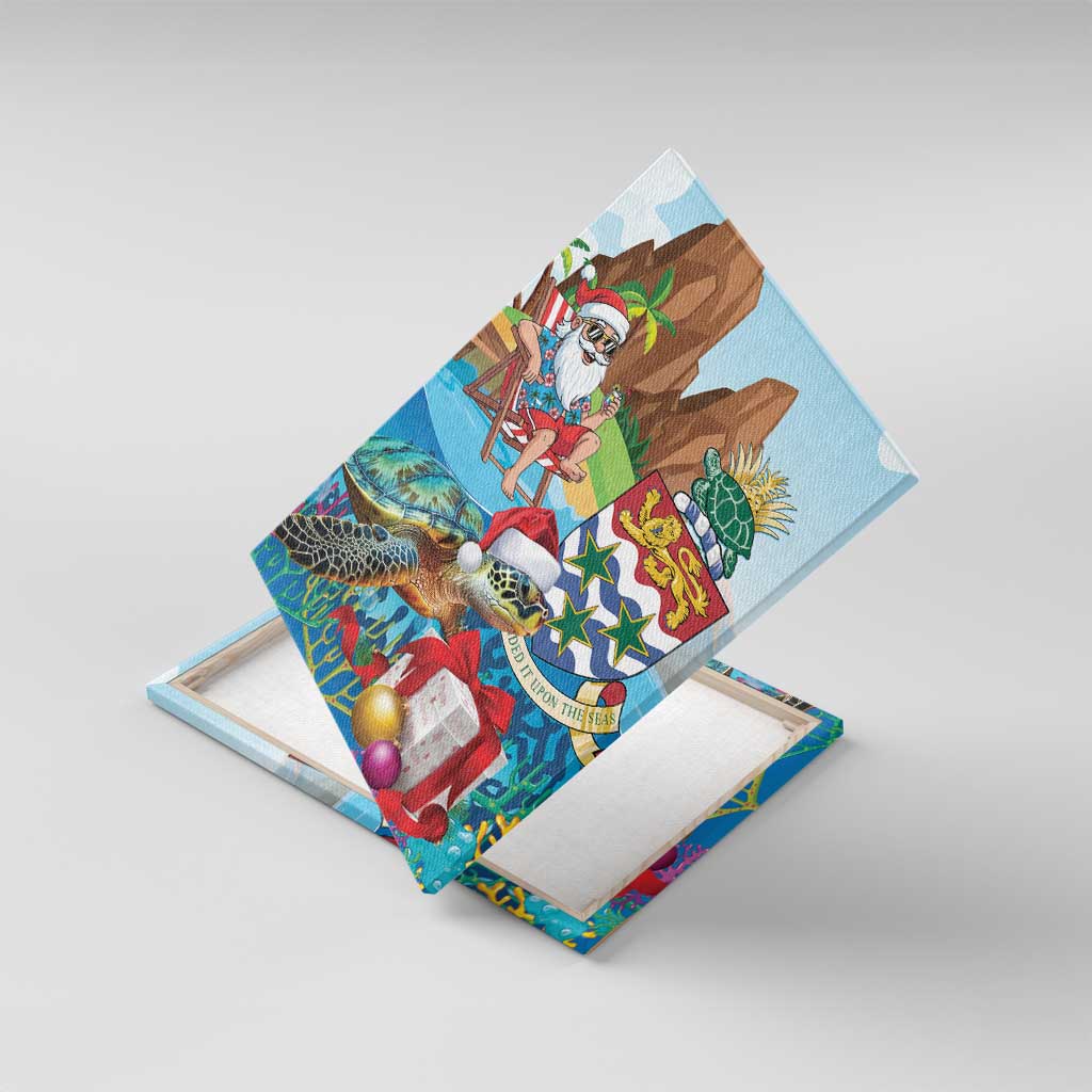 Cayman Islands Christmas Canvas Wall Art Santa Claus Turtle Beachy Xmas - Wonder Print Shop
