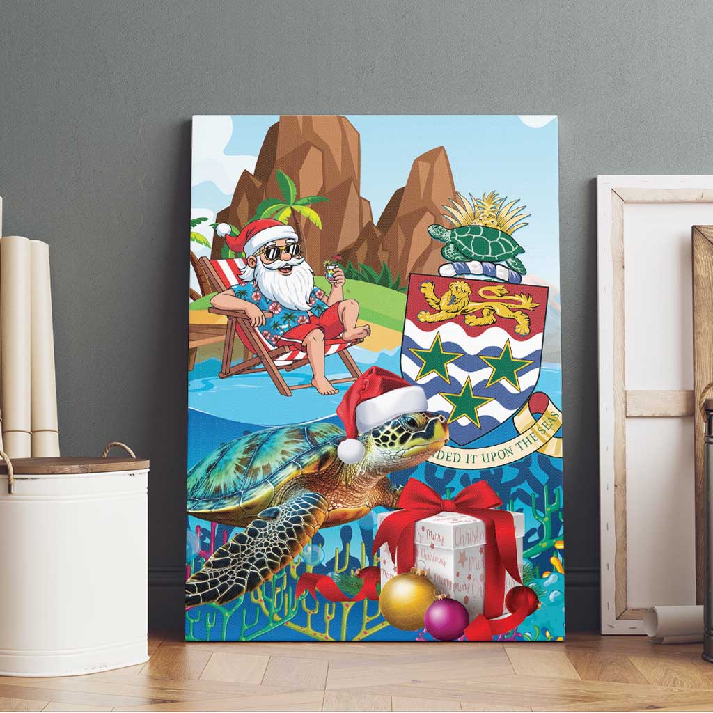 Cayman Islands Christmas Canvas Wall Art Santa Claus Turtle Beachy Xmas - Wonder Print Shop