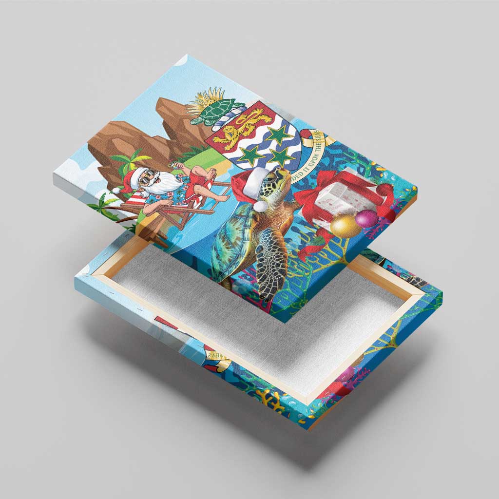 Cayman Islands Christmas Canvas Wall Art Santa Claus Turtle Beachy Xmas - Wonder Print Shop