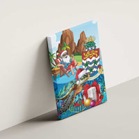 Cayman Islands Christmas Canvas Wall Art Santa Claus Turtle Beachy Xmas - Wonder Print Shop