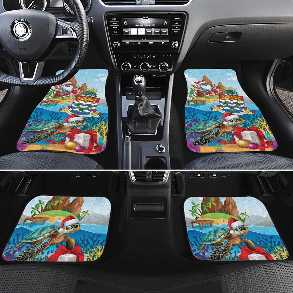 Cayman Islands Christmas Car Mats Santa Claus Turtle Beachy Xmas - Wonder Print Shop