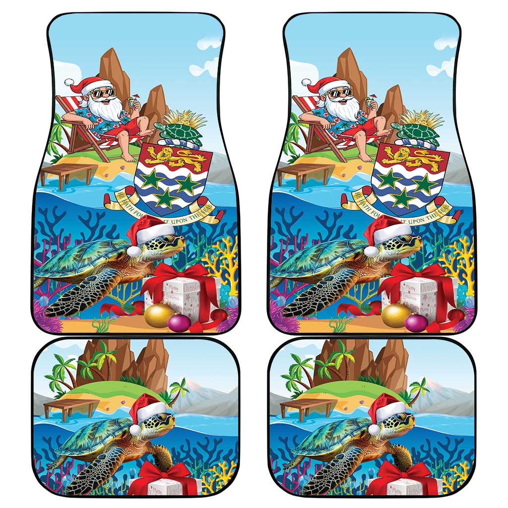 Cayman Islands Christmas Car Mats Santa Claus Turtle Beachy Xmas - Wonder Print Shop