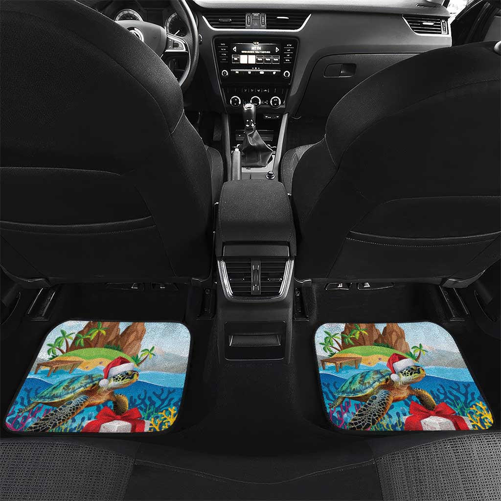 Cayman Islands Christmas Car Mats Santa Claus Turtle Beachy Xmas - Wonder Print Shop