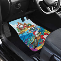 Cayman Islands Christmas Car Mats Santa Claus Turtle Beachy Xmas - Wonder Print Shop
