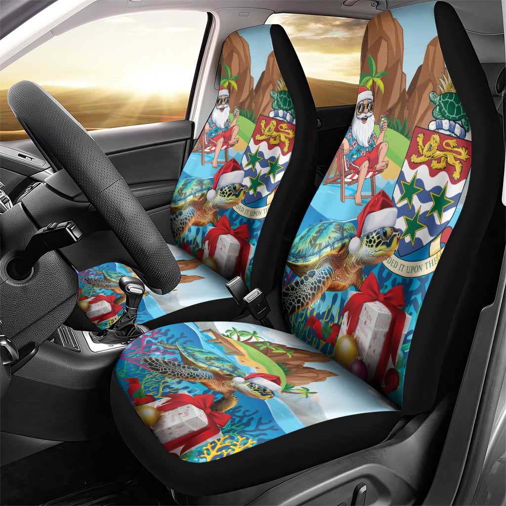 Cayman Islands Christmas Car Seat Cover Santa Claus Turtle Beachy Xmas - Wonder Print Shop