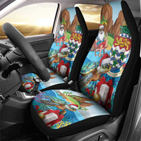Cayman Islands Christmas Car Seat Cover Santa Claus Turtle Beachy Xmas - Wonder Print Shop