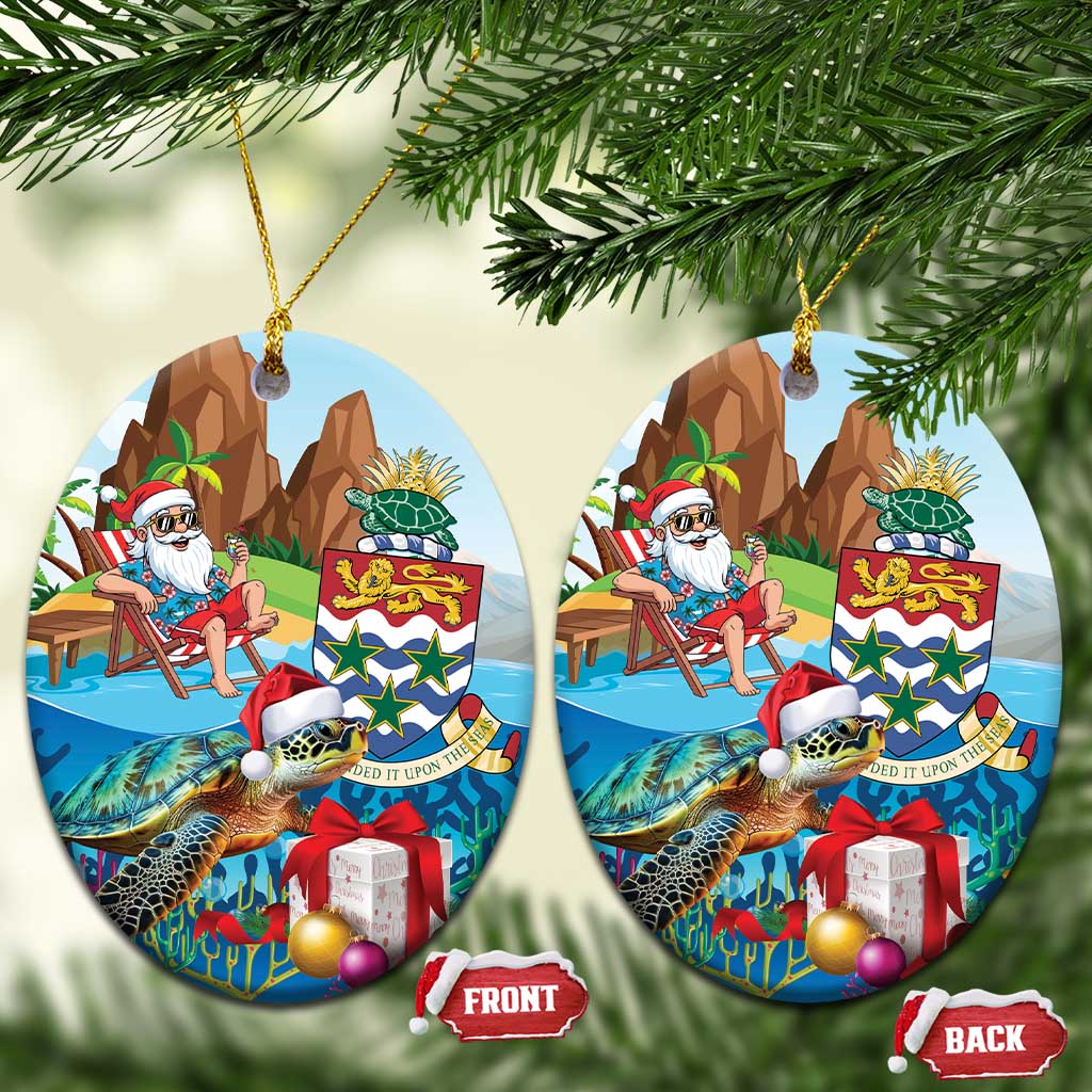 Cayman Islands Christmas Ceramic Ornament Santa Claus Turtle Beachy Xmas - Wonder Print Shop